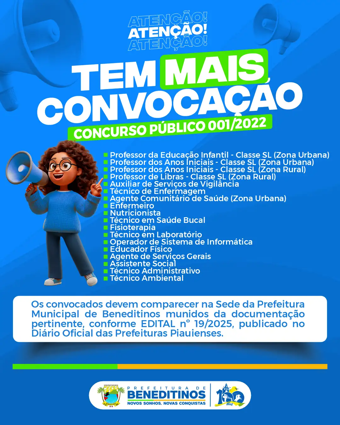 Prefeitura de Beneditinos faz nova convocação de aprovados no Concurso Público 001/2022