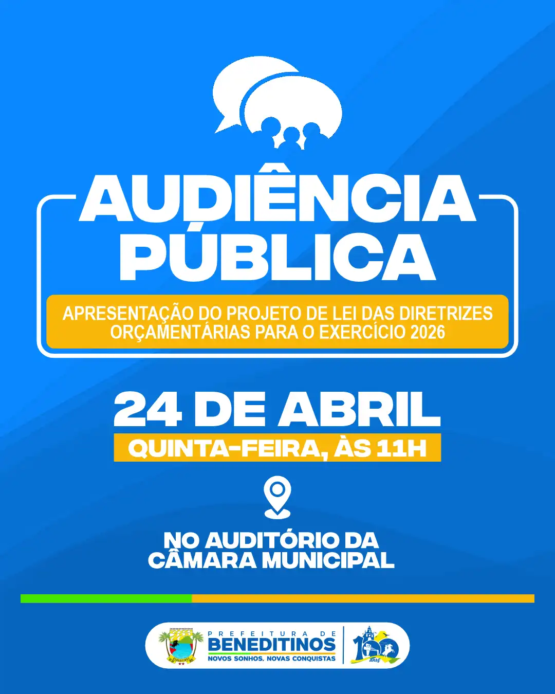 Audiência Pública discutirá Diretrizes Orçamentárias para 2026